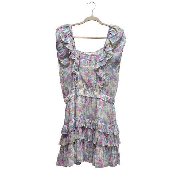 LoveShackFancy Ivoire Mini Dress Floral Boho Cottagecore Coquette Garden Blue XL - Picture 5 of 15